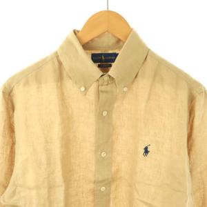 RALPH LAUREN リネン 長袖シャツ ボタンダウン M ベージュ /CX OS