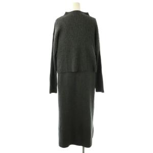 23区 25AW レイヤードニットツイン ワンピース セーター 38 チャコールグレー /ES OS