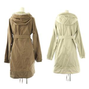 S Max Mara ポーチバッグ付きビジューフードコート 38 ブラウン ライトグレージュ
