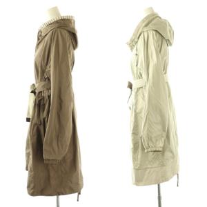 S Max Mara ポーチバッグ付きビジューフードコート 38 ブラウン ライトグレージュ