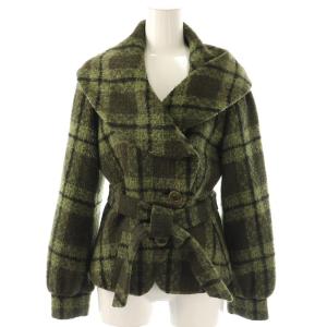 ウールアルパカアンゴラMIXチェックジャケット アウター 38 緑 /NR OS