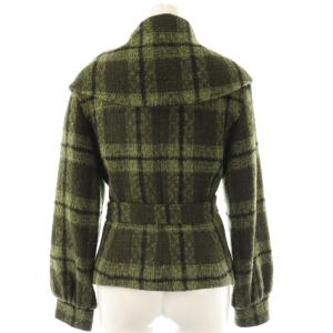 Max Mara ウールアルパカアンゴラMIXチェックジャケット アウター 38 緑 /NR OS