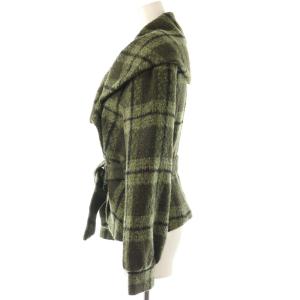 Max Mara ウールアルパカアンゴラMIXチェックジャケット アウター 38 緑 /NR OS