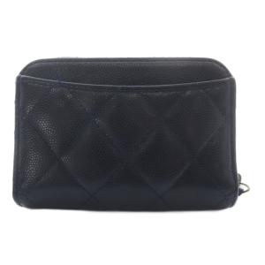 CHANEL マトラッセ キャビアスキン ジップコインパース ココマーク ネイビー AP3082