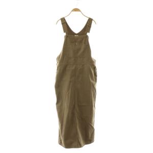 Duck Over Jumper Dress ジャンスカ ワンピース ロング リネン混 S カーキ /DO