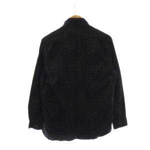 SASSAFRAS コットン 総柄シャツ 長袖 S ブラック /ES OS
