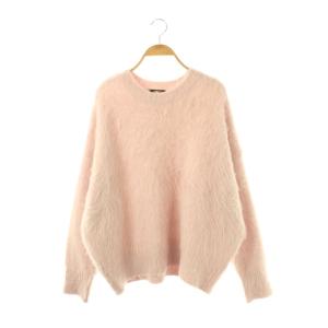 25AW シャギークルーネックプルオーバー ニット セーター ピンク /HK OS
