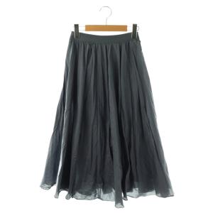 24SS コットンシルクローンフレアスカート ギャザー 34 スモークブルー /CX OS SH