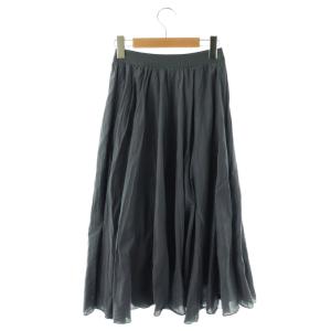 ANAYI 24SS コットンシルクローンフレアスカート ギャザー 34 スモークブルー /CX OS SH