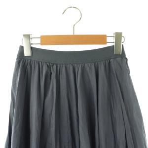 ANAYI 24SS コットンシルクローンフレアスカート ギャザー 34 スモークブルー /CX OS SH