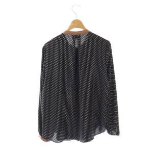 UNITED ARROWS バイカラー パイピング ブラウス 前開き スクエアドット 紺 ベージュ 白 1521-699-1348