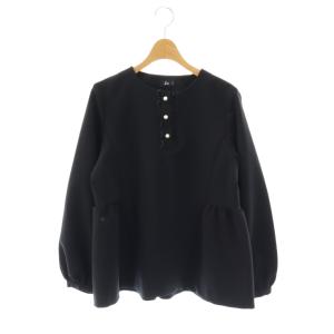 バックティアードフルールブラウス プルオーバー フェイクパール F 濃紺 /CX OS SH