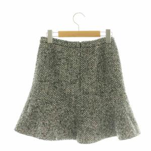 RED VALENTINO REDVALENTINO ウール混ヘリンボーンスカート フレア ミニ 38 黒 白 /CX OS