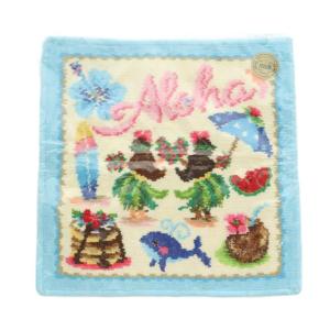 マナマナ タオルハンカチ 総柄 ハワイアン柄 青 マルチカラー /MI OS SH