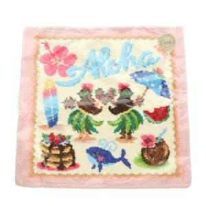 マナマナ タオルハンカチ 総柄 ハワイアン柄 ピンク マルチカラー /MI OS SH