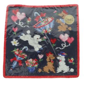 モンプティルル タオルハンカチ 総柄 犬柄 紺 赤 マルチカラー /MI OS SH