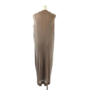 PLEATS PLEASE ISSEY MIYAKE イッセイミヤケ プリーツ ダブルフェイス スリットノースリーブワンピース 4 ピンクブラウン