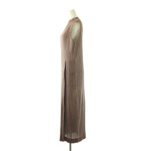PLEATS PLEASE ISSEY MIYAKE イッセイミヤケ プリーツ ダブルフェイス スリットノースリーブワンピース 4 ピンクブラウン