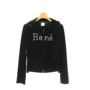 パールロゴベロアパーカー 36 黒 ブラック /AQ OS