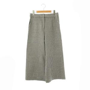 ウールシルクチェックパンツ 34 黒 ブラック 白 ホワイト /AQ OS