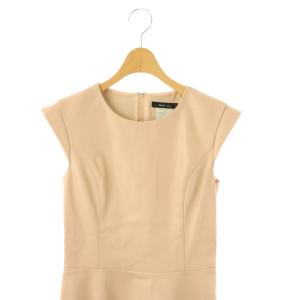 René ベーシック basic 5936380 フェイクレザーノースリーブフレアワンピース 膝丈 34 ピンクベージュ