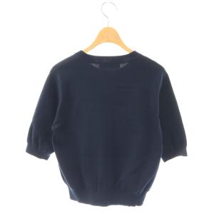 CABaN 25SS GREEN SHOWER エンブロイダリーハーフスリーブカーディガン F ネイビー