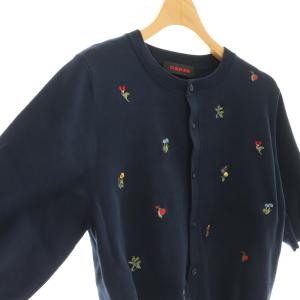 CABaN 25SS GREEN SHOWER エンブロイダリーハーフスリーブカーディガン F ネイビー