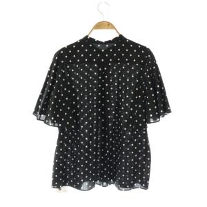 BEAUTY&YOUTH UNITED ARROWS ドットフレアスリーブブラウス シャツ 半袖 F ブラック ホワイト /ES OS