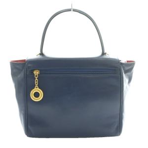 CELINE サークルロゴ ハンドバッグ レザー 紺 ネイビー /SS OS OH