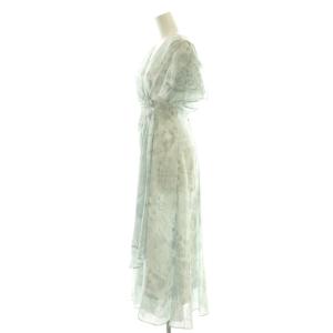 Mystrada 25SS カシュクールワンピース 半袖 ロング 34 ライトグリーン 白 /NR OS
