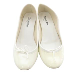 Repetto エナメル バレエシューズ パンプス リボン 40 白 ホワイト /SR