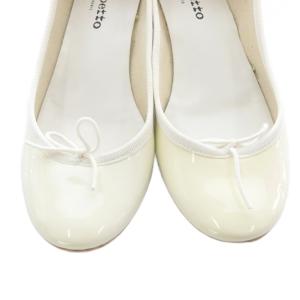 Repetto エナメル バレエシューズ パンプス リボン 40 白 ホワイト /SR