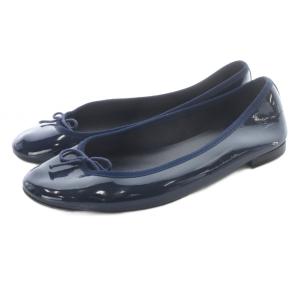エナメル バレエシューズ リボン 40 紺 ネイビー /SR