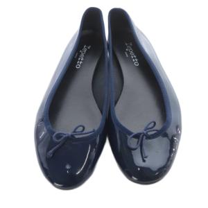 Repetto エナメル バレエシューズ リボン 40 紺 ネイビー /SR