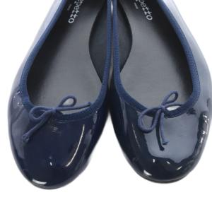 Repetto エナメル バレエシューズ リボン 40 紺 ネイビー /SR