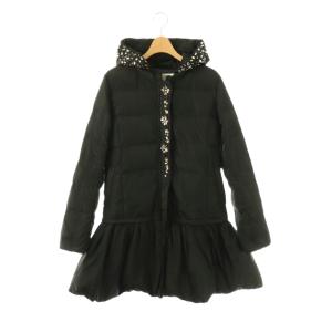 ビジュー装飾フード付きコート アウター 黒 /NR OS