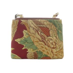 Salvatore Ferragamo ショルダーバッグ レザー 赤 レッド 茶色 ブラウン 黄色 鳥柄 植物柄 /RI OS OH