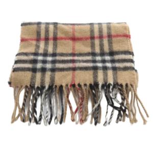 BURBERRY ノバチェック カシミヤ マフラー フリンジ ブラウン