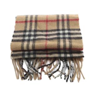 BURBERRY ノバチェック カシミヤ マフラー フリンジ ブラウン