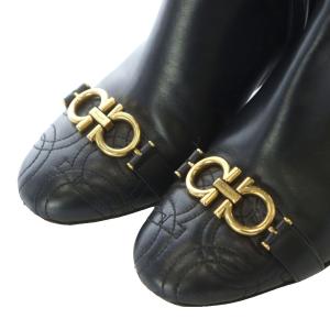 Salvatore Ferragamo ロングブーツ 6 23.5cm 黒 ブラック ガンチーニ 無地 /RI OS