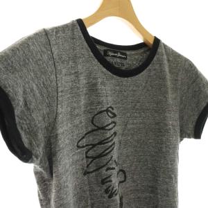HYSTERIC GLAMOUR woodstockプリントリンガーTシャツ カットソー シルク混  F グレー 黒 /CX OS