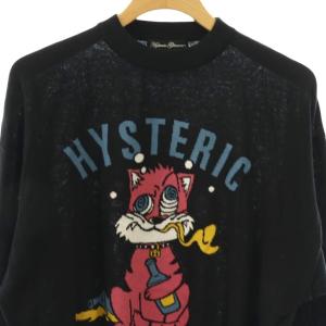 HYSTERIC GLAMOUR CAT DOPE編込 プルオーバー ニット カットソー 長袖 F ブラック /HK OS
