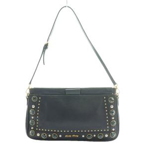 レザースタッズ 2waバッグ クラッチ ショルダー レザー 紺 ネイビー /SS OS OH