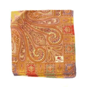 ETRO ミニスカーフ ペイズリー柄 マスタード 赤 レッド 緑 /RI OS