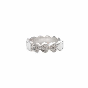 リング ハートモチーフ K18WG ダイヤ0.05ct 7号