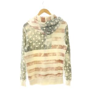 DENIM & SUPPLY RALPH LAUREN 星条旗 ジップパーカー 長袖 S オフホワイト ブラウン /HK OS