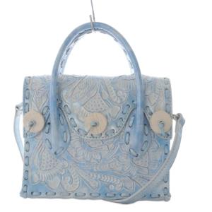mini maestra queen トートバッグ ショルダーバッグ 2way レザー ブルー /YO16