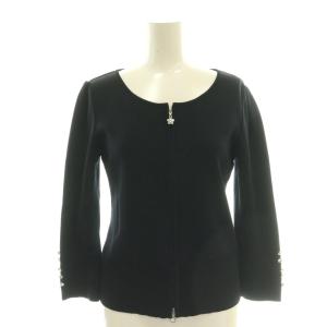 ジップアップ ニット カーディガン 34 ブラック /DF OS