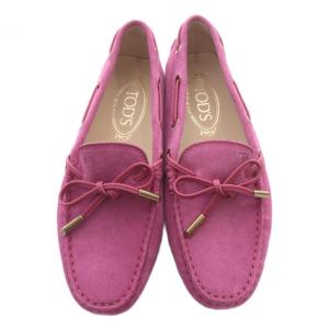 TOD'S スエード ローファー モカシンドライビングシューズ 35.5 ピンク /SR