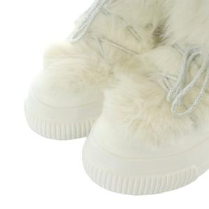 furfur スノーブーツ ショートブーツ 37 23.5cm 白 ホワイト ファー レースアップ 厚底 /RI OS